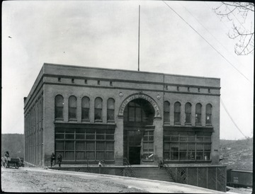 Front view of the Buxton and Landstreet Company general store. This building was acquired in February 1958 for a sewing machine factory.