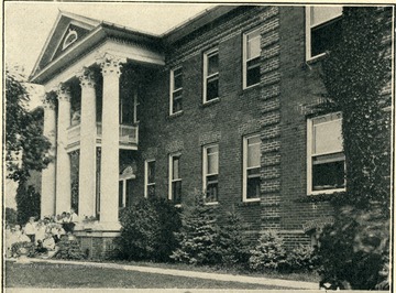 Front view of the West Virginia Children's home. Mrs. E. Harrison Johnson, superintendent. The West Virginia Children's Home is located at Elkins, Randolph county, and is reached by the Western Maryland, the Coal and Coke, and the Coals and Iron railroads.  Number of inmates June 30, 1922 was 22.