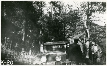 'Small truck loaded with well drill bits and small tools.  This truck carried a Johnson County 'Ky. license plate'. Picture taken in the County Road a short distance below Lowney, W. Va.'