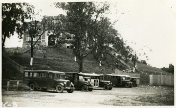 Showing school buses used in transporting pupils.