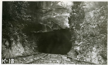 'Showing the opening of a mine now in operation.  This mine is served by trucks and wagons.  Located on the opposite side of the mountain from the location formerly occupied by the 'Hope Splint Mine', and being about one-half mile due west from Ferguson Station.  There is a certificate dated August 8, 1932, on a bulletin board inside of the opening.  This certificate was issued by the State Mine Examiner of West Virginia to Spino and Wait Coal Company, Ferguson, W. Va., Mine #1, and is signed by W. D. Copley, Inspector, Matewan, W. Va.'