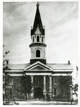 Wood County Court House, 1860-1899, Parkersburg, Wood County, W. Va.  Old tower 'pre 1888'.  