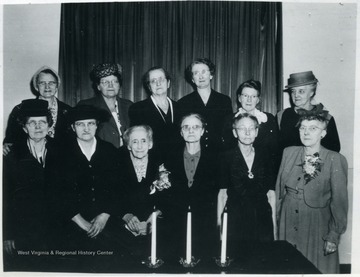 Pictured left to right-front row;  Mrs. Addie Pierce, Mrs. Oda Wotring, Mrs. Sallie Moore, Mrs. Bertie Buckner, Mrs. Julia Proudfoot and Mrs. Rachel Moore.  Back row;  Mrs. Della Fretwell, Mrs. Addie Hollis, Mrs. Mary Ayersman, Mrs. Lulu Shaffer, Mrs. Rose Carrico and Mrs. Lottie Wotring.