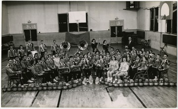 Photograph of the Bruceton High School Varsity Band in uniform.