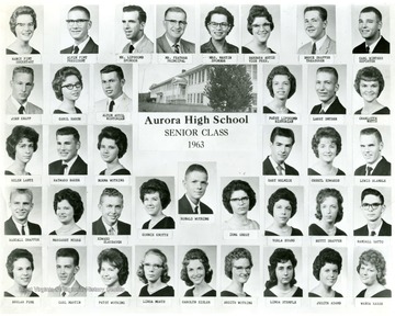 Yearbook photos of Aurora High School senior class.