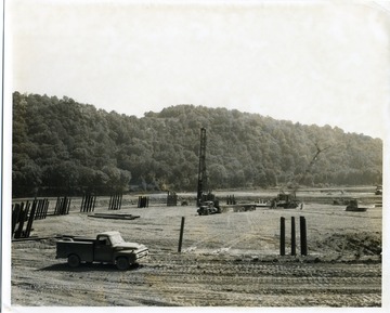 Construction workers are working on the footers of the Towers at Fort Martin in Monongalia County, West Virginia.