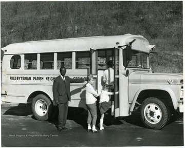 'Bus at the 'Shack' with Rev. Richard Sellers.'