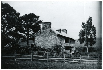 View of the old stone house built 1810-1812 by William Morris. 