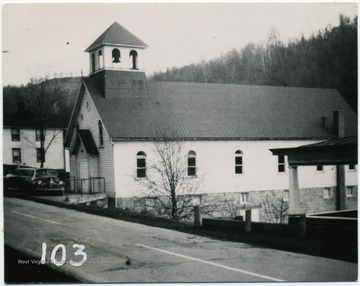 Side view of the Shriver Roman Catholic Church in Monongalia County.