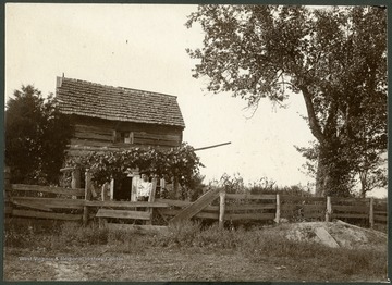 'Birthplace of Maude E. Thorne; Built in 1835 and is still standing; Handmade shingles and hewn logs.'