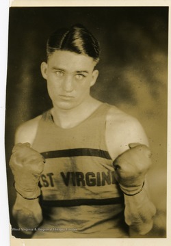 Portrait of Bob Lathan a member of the West Virginia University Boxing Team.
