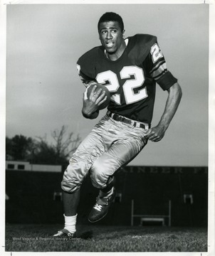 Portrait of John Mallory, a football star on the West Virginia University Football Team.