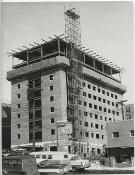 Construction of Arnold Apartment Building, corner of Willey Street and Prospect Street. 