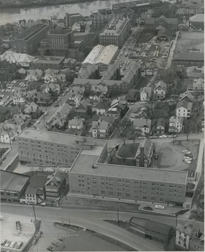 Aerial view of Arnold Apartments.