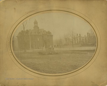 Martin Hall in left foreground.  Seminary burned on January 25, 1873. 