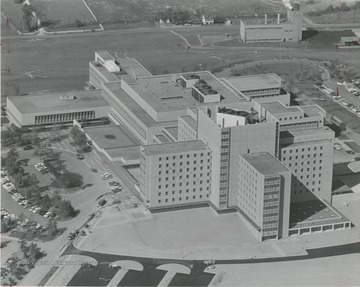 Aerial view of Medical Center at WVU.