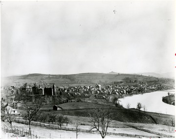 Written on the back of photograph: 'Town and Campus in 1895 and 1945; two communities and one city looking forward to another two hundred years.'