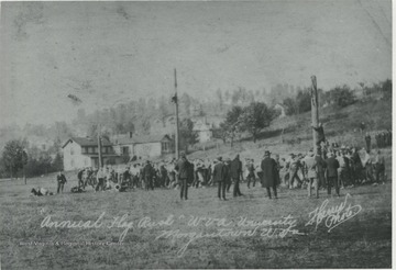 Flag rush held in old athletic field in the fall of 1916.
