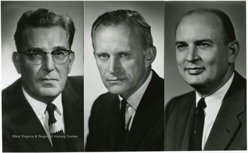 'West Virginians Turned New Yorkers Will Receive Honorary U Degrees.  Three West Virginia natives, all now living in  New York State, will receive Doctor of Human Letters degrees from West Virginia University.  The degrees will be conferred at the May 29 Commencement on (Left to Right): J. Montgomery Curtis, executive director of the American Press Institute at Columbia University; James Allen Jr., president of the University of the State of New York and Commissioner of Education; and William M. Batten, chairman of the board and chief executive officer of J.C. Penney Company.'