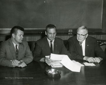 Left, Earl H. Tryon, Professor of Silviculture; Center, Unknown; Right, J. O. Knapp, Dean of College of Agriculture.