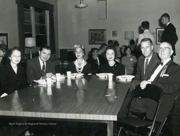 Left to right, Mrs. Jean Penrod, President Elvis Stahr, Mary Davis Gerchow, Mrs. Stahr, Penrod, R.M. Davis.