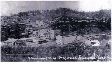 Shows the Imperial Smokeless Coal Company and the surrounding town of Quinwood in Greenbrier County, W.Va.