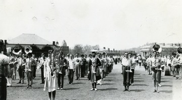 The R.O.T.C. band in Drill Field in costume.