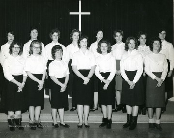 Pledges of Kappa Phi, Methodist Women gather for a group portrait.
