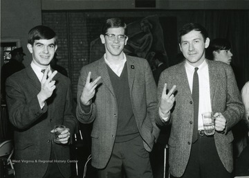 From left to right: Jim Arnold (legislature), Jim Mullendore (student body president), 'Corky' Faster (Mullendore's campaign manager).