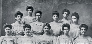 Group portrait of members of Kappa Kappa Gamma. None of the subjects are identified.
