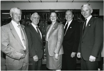 From left to right: Harry Heflin, Paul Miller, Diane Reinhard, Elvis J. Stahr, and Neil S. Bucklew. 