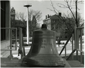 The bell from the armored cruiser and battleship U.S.S. West Virginia, which was dedicated in a ceremony.