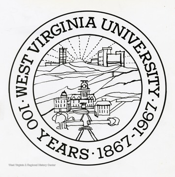 '100th Anniversary seal, designed by Ben Freedman of the WVU Art Department.'