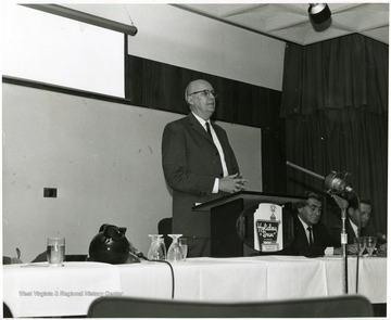 'Three speakers of the Sept. 12, 1967 seminar on the State University are shown from left to right: Fred Harrington, President of the University of Wisconsin; Peter Muirhead, Associate U.S. Commissioner of Education; and Allan Ostar, Executive Director of the Association of State Colleges and Universities.'