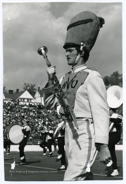 The drum major leads the band.