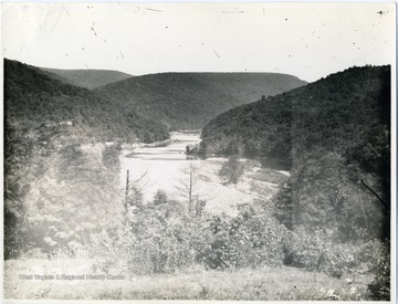 View of the Cheat River. Rufus A. West, 170 Spruce St. Morgantown, W. Va.