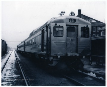 '(Rail Diesel Car) 'Budd Car' 9062 and others on first run at Huntington, W. Va. 1958.'