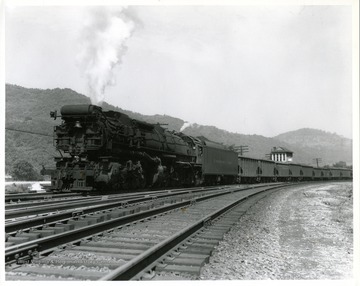 Image from the collection of the Chesapeake and Ohio Historical Society. 'CSPR-262: C.&amp; O. H-7 #1560 with coal drag at speed at Talcott, W. Va.'