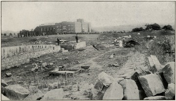 Building the foundation of the new dormitory at Concord State Normal School, Athens, Mercer County, W. Va.