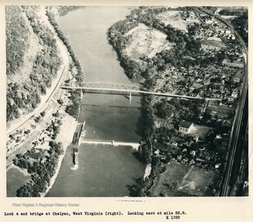 'Lock 4 and bridge at Chelyan, West Virginia (right).  Looking east at mile 22.8.'