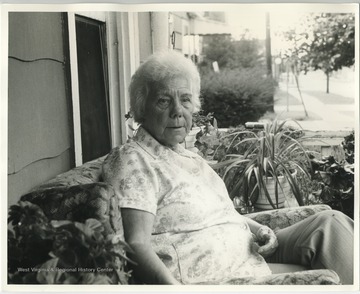 Alice Hammons Wilfong on her front porch.