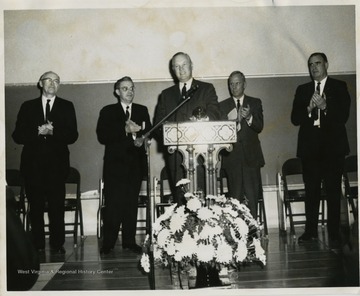 3rd from left: Gov. Smith, Paul Miller, Sen. Hans McCourt