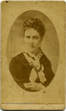 A portrait of a woman likely to be Mrs. A.F. Waybill from the Ellison-Dunlap families collection, Monroe County.  
