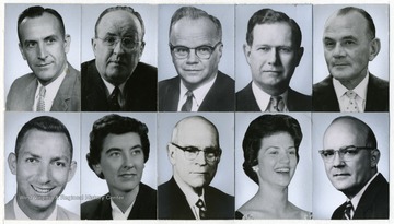 A collection of portraits including Carl Frasure (top, second from left), Dale McElroy (top, far right), dean of School of Mines.