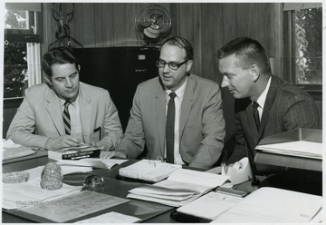 'Planning WVU internships in state government are (from left): Darrell V. McGraw Jr., one of the project coordinators; Walter Beach, assistant director of the American Political Science Assn. in Washington; and Dr. David G. Temple, WVU assistant professor of political science and project assistant.'