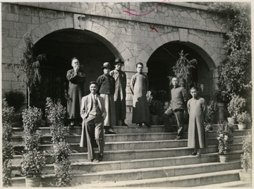 'Prof. C. E. Lawall. Picture taken in front of office at the mine; J.L. Chu'