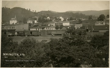 View of the town of Belington with the Tygart Valley River running parallel to Main Street. The elevation behind the town is Laurel Hill where Confederate forces under General Garnett were cut-off after the Union victory at Rich Mountain, south of Belington in July, 1861. Garnett ordered a retreat and was hotly pursued by Union General Morris's troops through the mountains and finally defeated at Corricks Ford on the Cheat River. This was considered the first campaign of the Civil War.