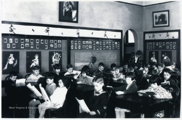 A photograph of a classroom, possibly in Morgantown.  Part of the Don Knotts Collection.