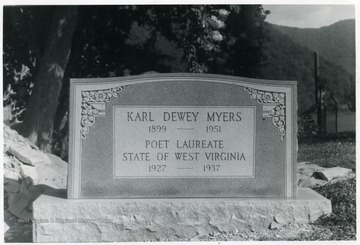 Myers was West Virginia Poet Laureate from 1927 to 1937. His remains are actually buried in an unknown grave near Elkins.