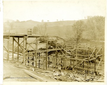 A view of tipples being constructed likely at Rosemont, W. Va.